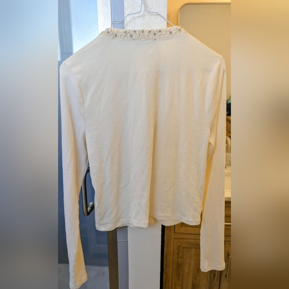 J. Crew Cream Cardigan with Embellished Trim - Picture 3 of 3